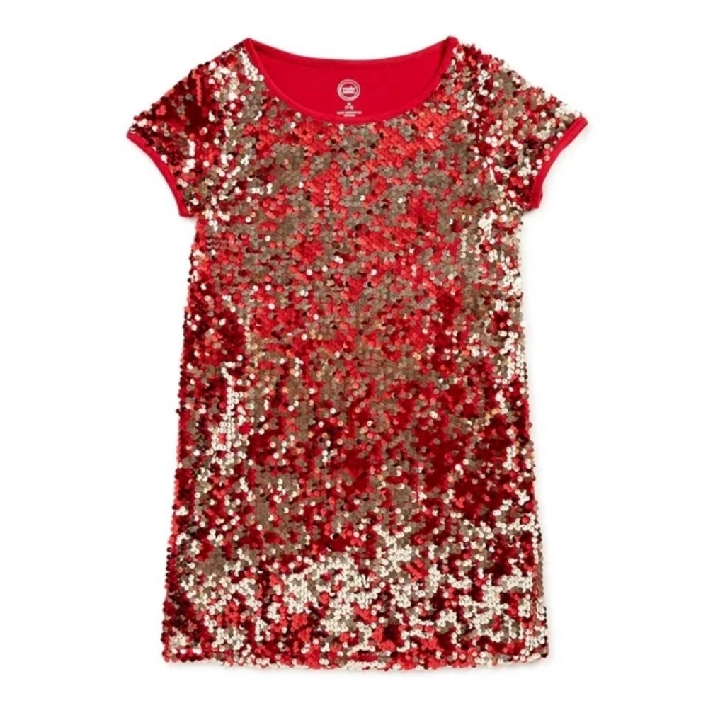 Red and Gold Sequin Kids Dress